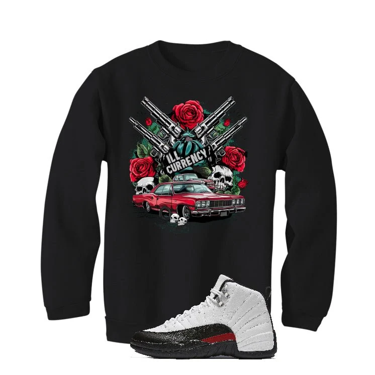 Air Jordan 12 “Red Taxi” | illcurrency Black T-Shirt (Vintage Illcurrency) - Image 4
