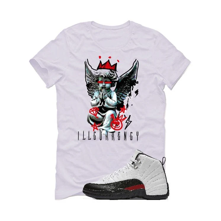 Air Jordan 12 “Red Taxi” | illcurrency White T-Shirt (Graffiti Angel) - Image 2