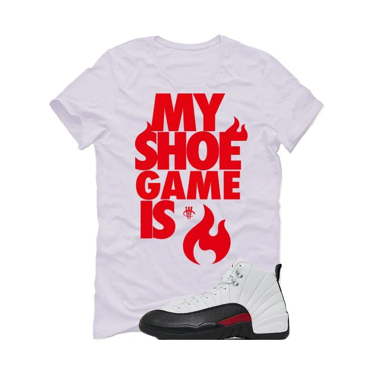 Air Jordan 12 “Red Taxi” | illcurrency White T-Shirt (MY SHOE IS LIT) - Image 2