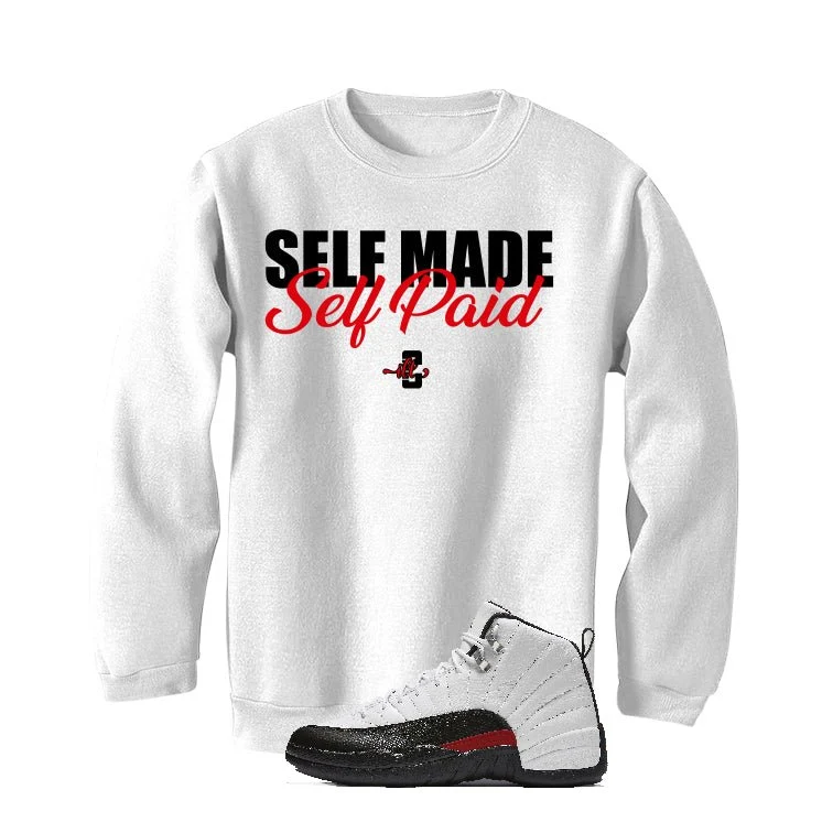 Air Jordan 12 “Red Taxi” | illcurrency White T-Shirt (Self Made Self Paid) - Image 4