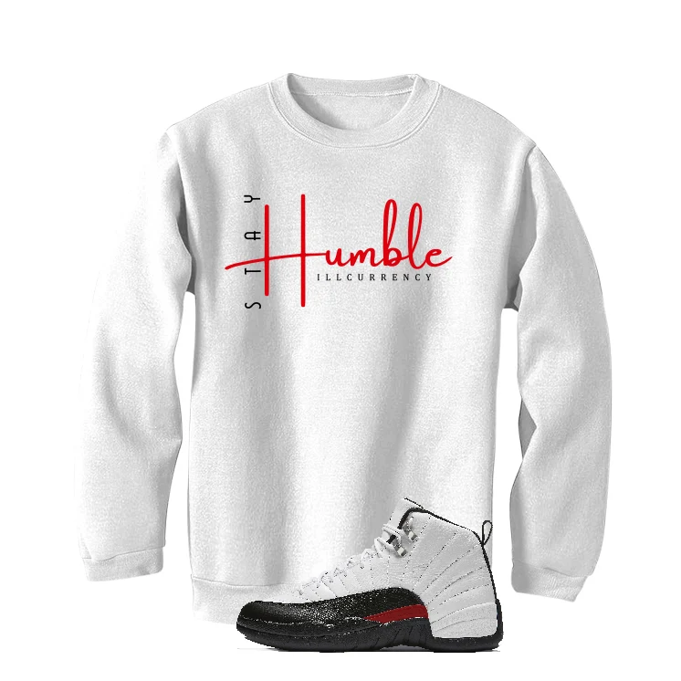 Air Jordan 12 “Red Taxi” | illcurrency White T-Shirt (Stay Humble) - Image 3