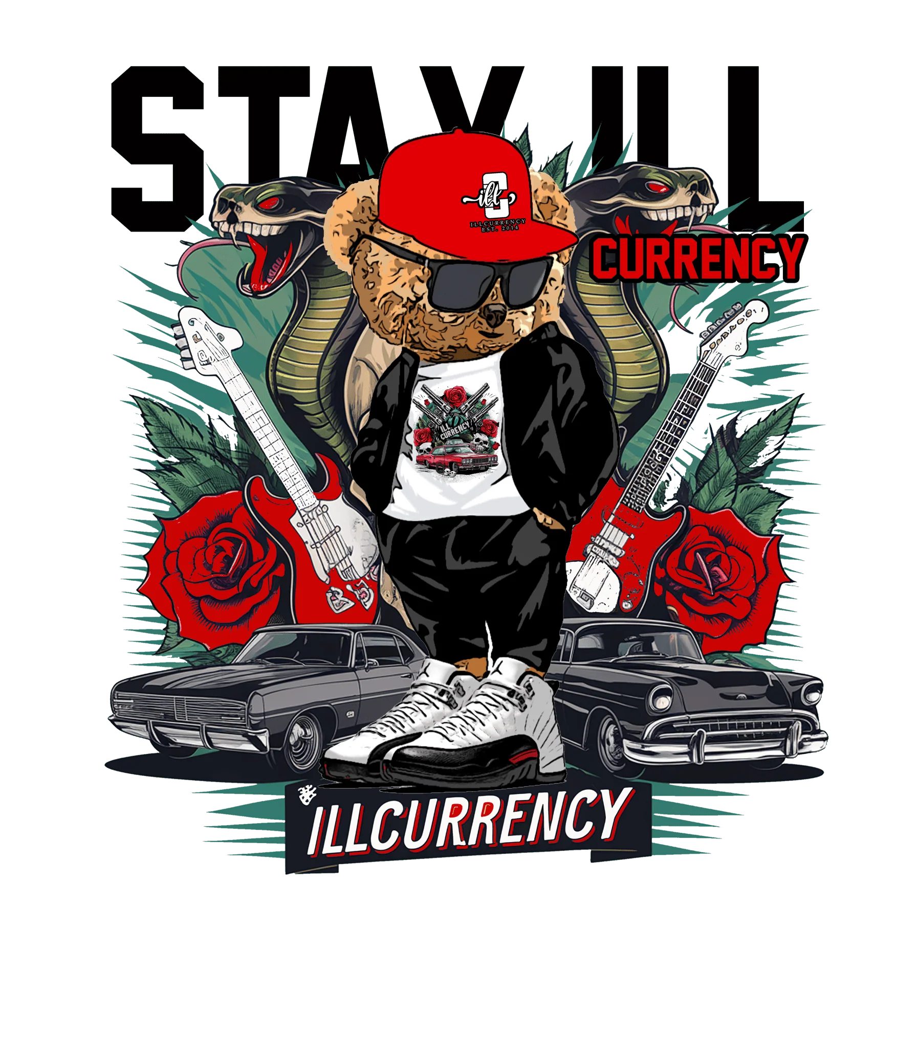 Air Jordan 12 “Red Taxi” White T-Shirt (Stay ill Bear) | illCurrency