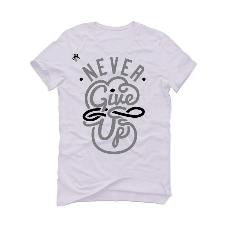 Air Jordan 12 “Stealth” White T-Shirt (Never give up) - Image 2