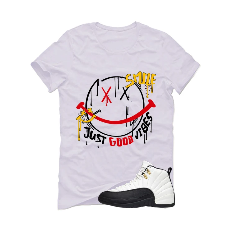 Air Jordan 12 Taxi Matching T-Shirt, Sweatshirts & Hoodies White T-Shirt (Smile)| illcurrency - Image 2