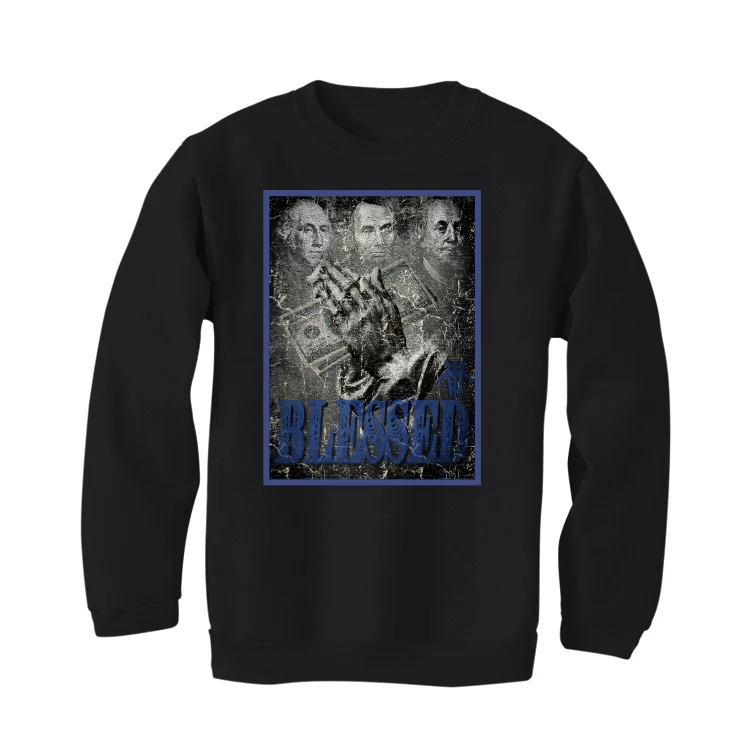 Air Jordan 13 "Brave Blue" 2022 | ILLCURRENCY Black T-Shirt (BLESSED FORTUNE) - Image 4