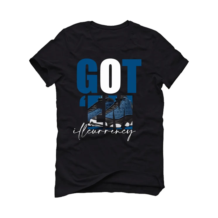 Air Jordan 13 "Brave Blue" 2022 | illCurrency Black T-Shirt (Got Em) - Image 2
