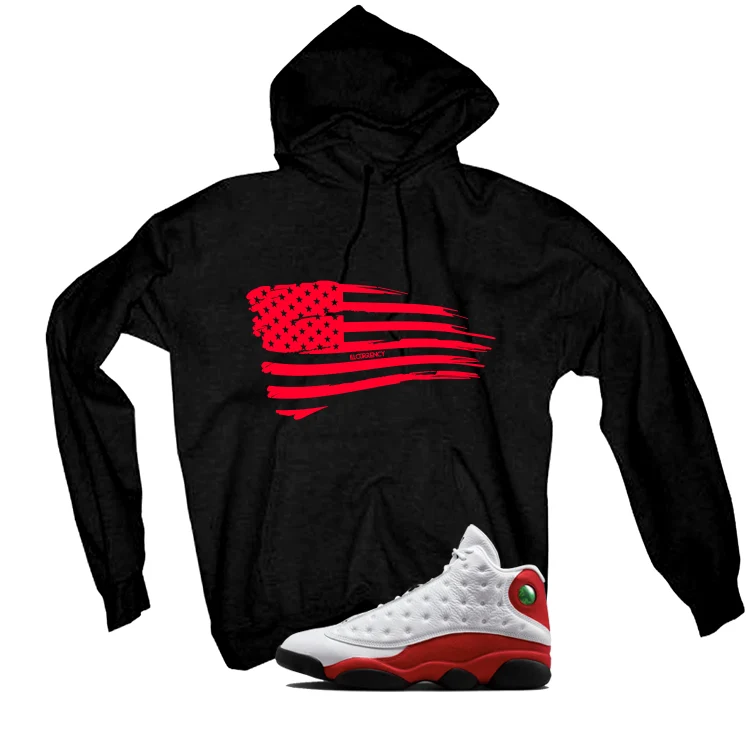 Air Jordan 13 Chicago Matching T-Shirt, Sweatshirts & Hoodies Black T-Shirt (Flag)| illcurrency - Image 3
