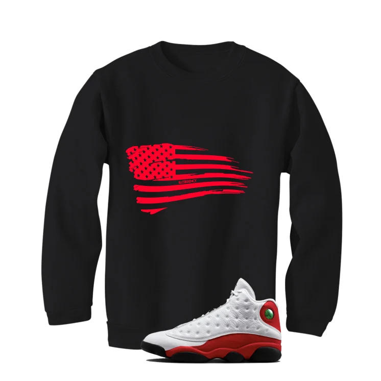 Air Jordan 13 Chicago Matching T-Shirt, Sweatshirts & Hoodies Black T-Shirt (Flag)| illcurrency - Image 4