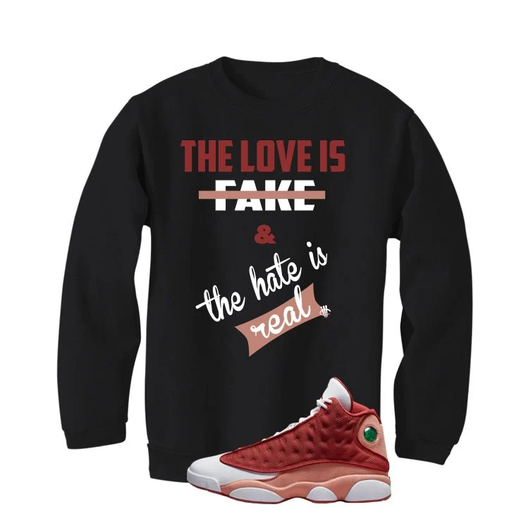 Air Jordan 13 Dune Red Black T-Shirt (Love is Fake)| illcurrency - Image 4
