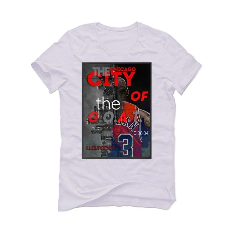 Air Jordan 13 Retro “Black Flint”| ILLCURRENCY White T-Shirt (THE CITY OF THE GOAT) - Image 2