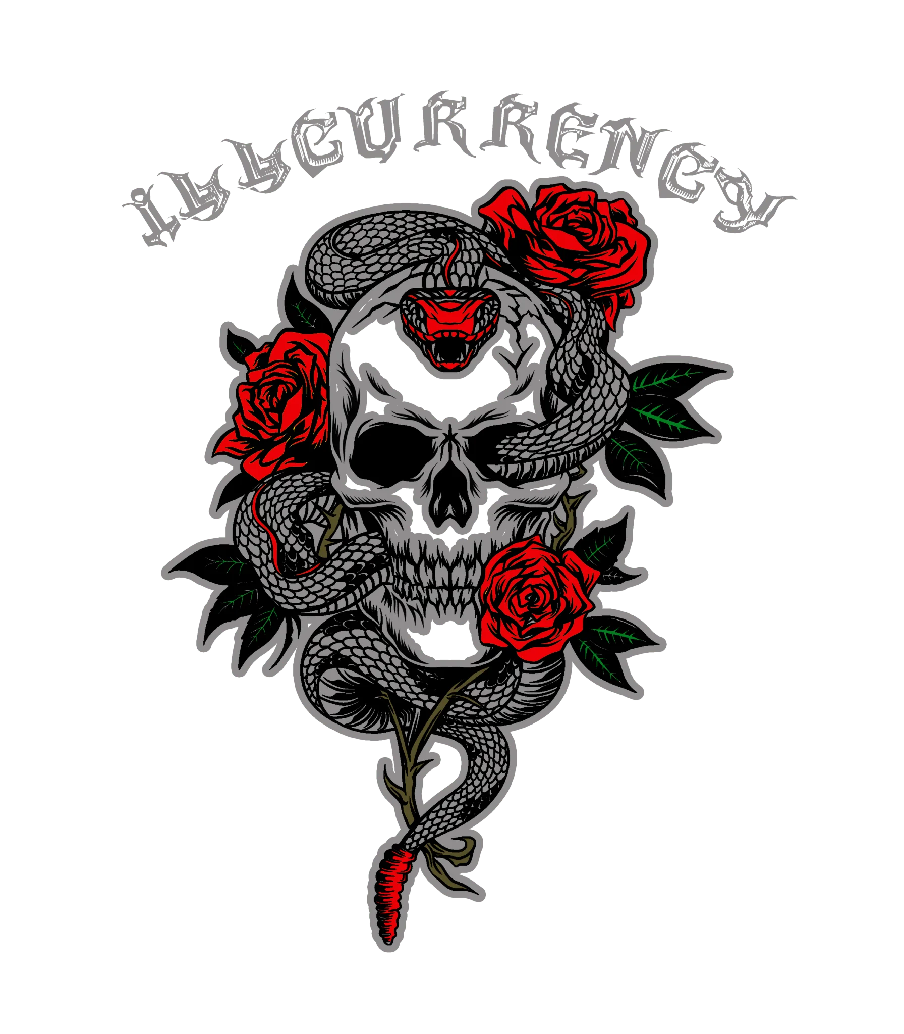 Air Jordan 13 Wolf Grey - White T-Shirt (Snake skeleton rose)
