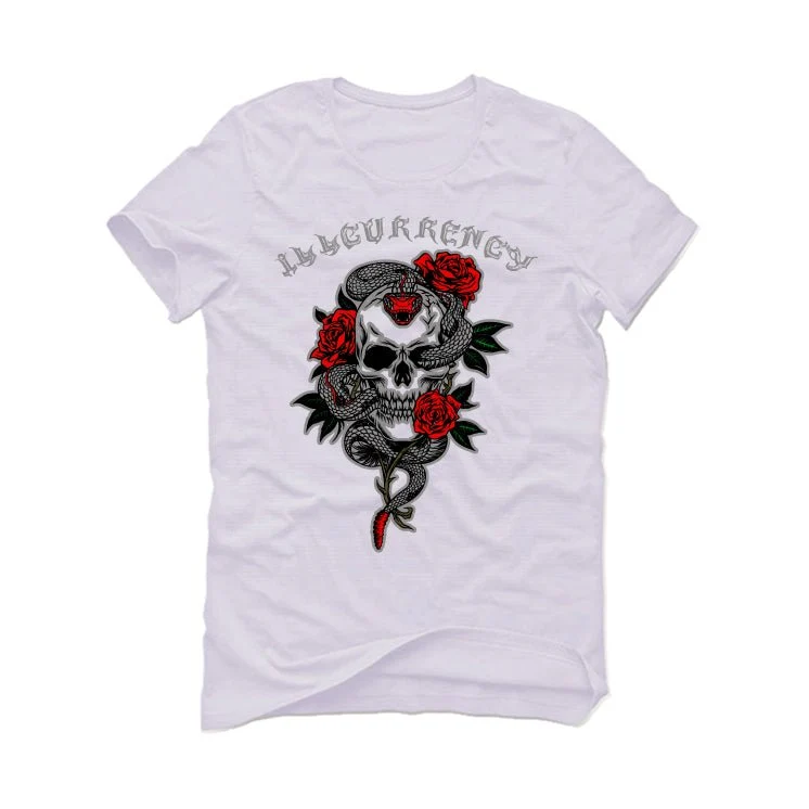 Air Jordan 13 Wolf Grey - White T-Shirt (Snake skeleton rose) - Image 2