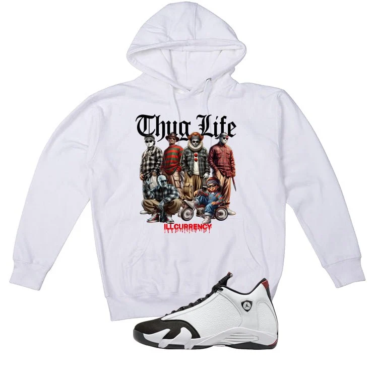 Air Jordan 14 Black Toe White T-Shirt (Thug Life Halloween)| illcurrency - Image 3