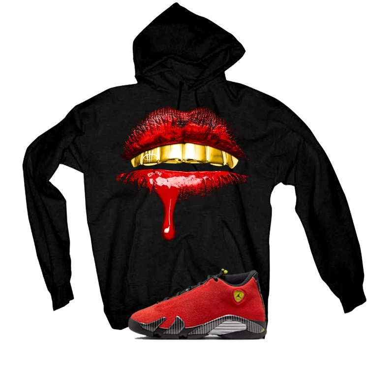 Air Jordan 14 Ferrari Black T-Shirt (Lips)| illcurrency - Image 3