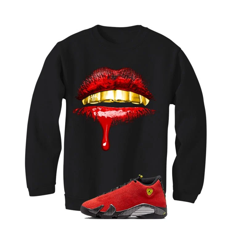 Air Jordan 14 Ferrari Black T-Shirt (Lips)| illcurrency - Image 4