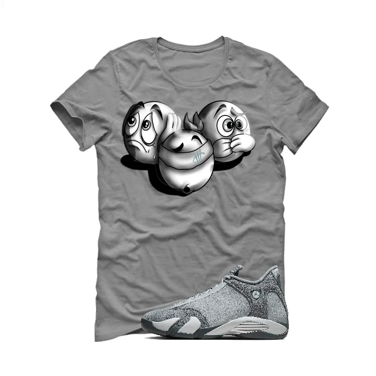 Air Jordan 14 “Flint Grey” | illcurrency Grey T-Shirt (SEE NO EVIL) - Image 2