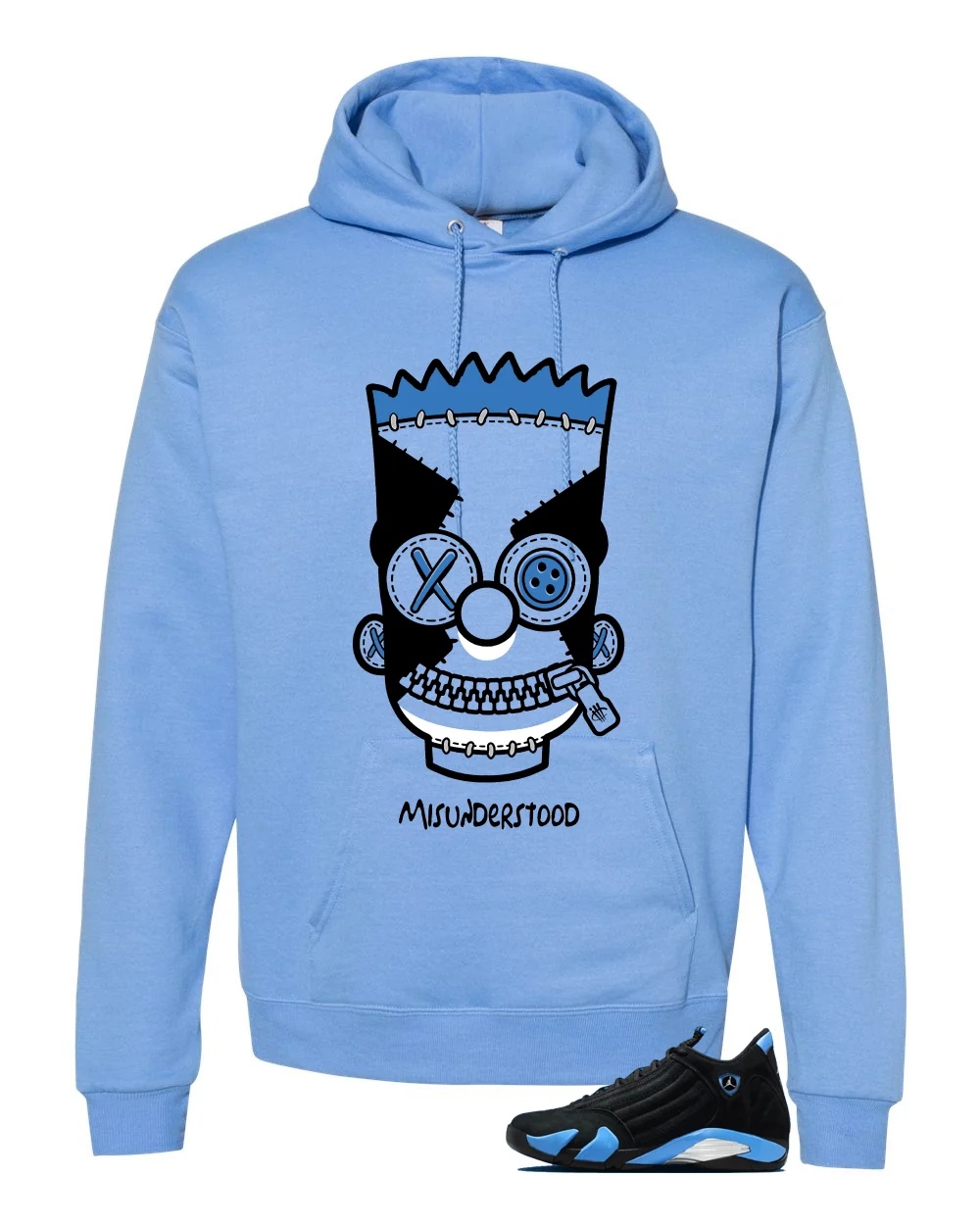 Air Jordan 14 University Blue Matching T-Shirt, Sweatshirts & Hoodies Carolina Blue T-Shirt (Misunderstood)| illcurrency - Image 3