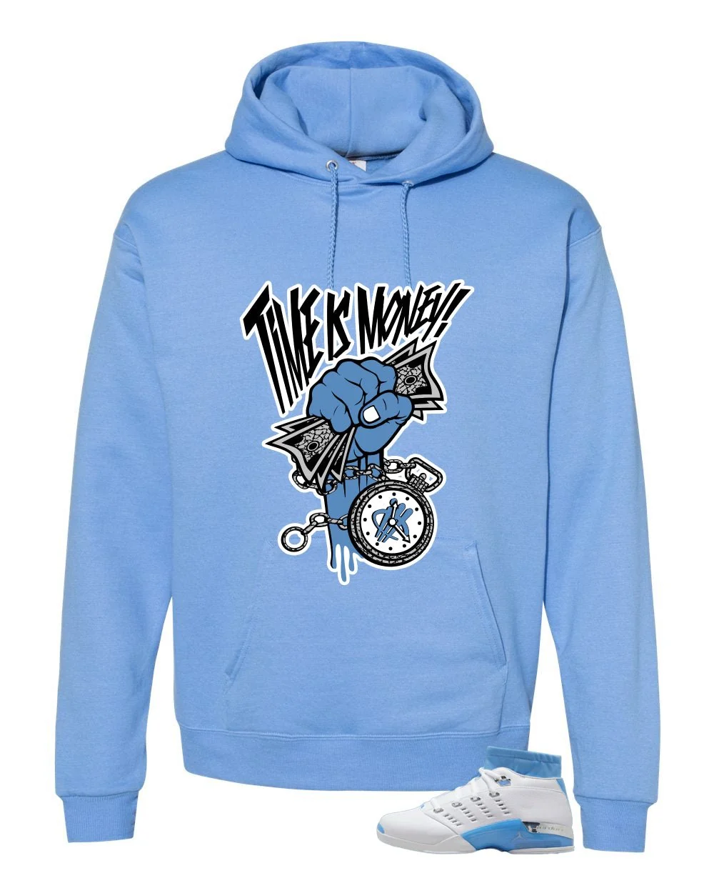 Air Jordan 17 Low University Blue Carolina Blue T-Shirt (Time Is Money)| illcurrency - Image 3