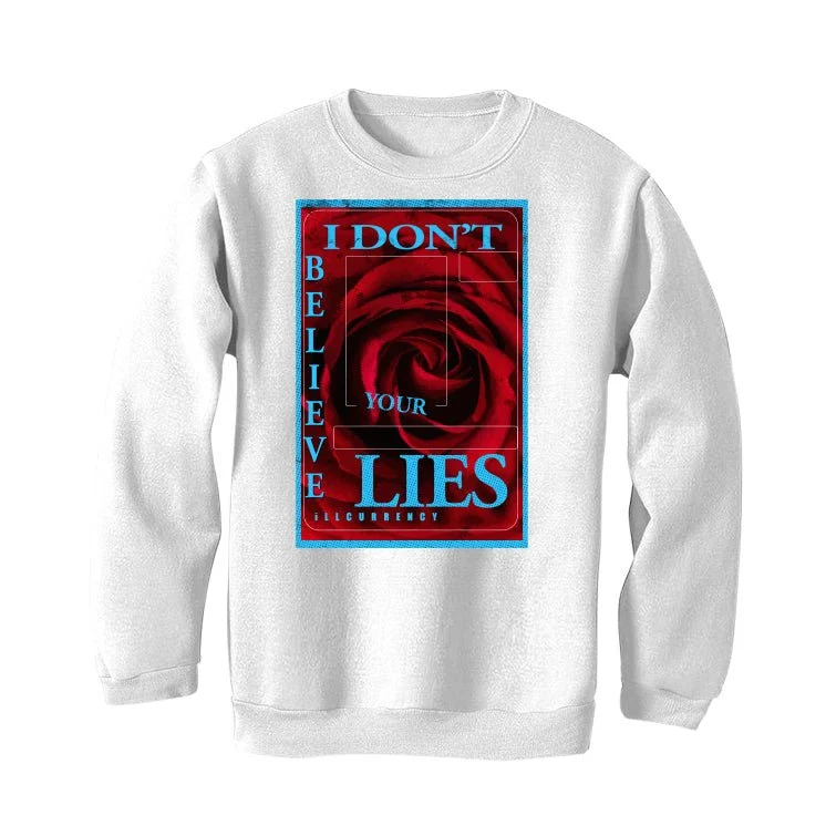 Air Jordan 2 Low WMNS “UNC To Chicago” | illcurrency White T-Shirt (I DON'T BELIEVE YOUR LIES) - Image 4