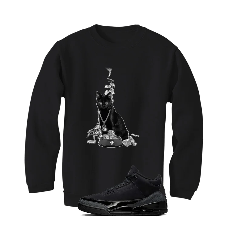 Air Jordan 3 Black Cat Black T-Shirt (Money Cat)| illcurrency - Image 4