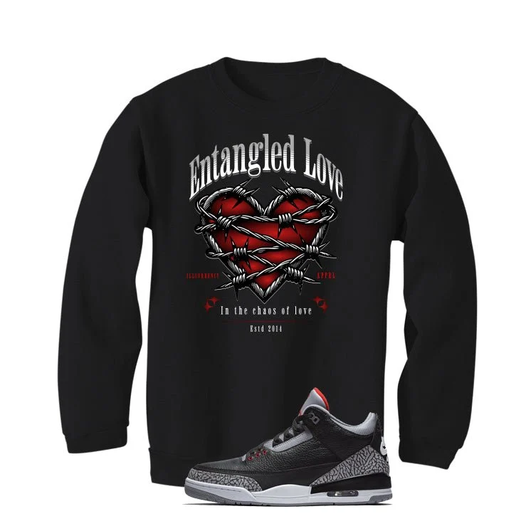 Air Jordan 3 Black Cement Black T-Shirt (Entangled Love)| illcurrency - Image 4