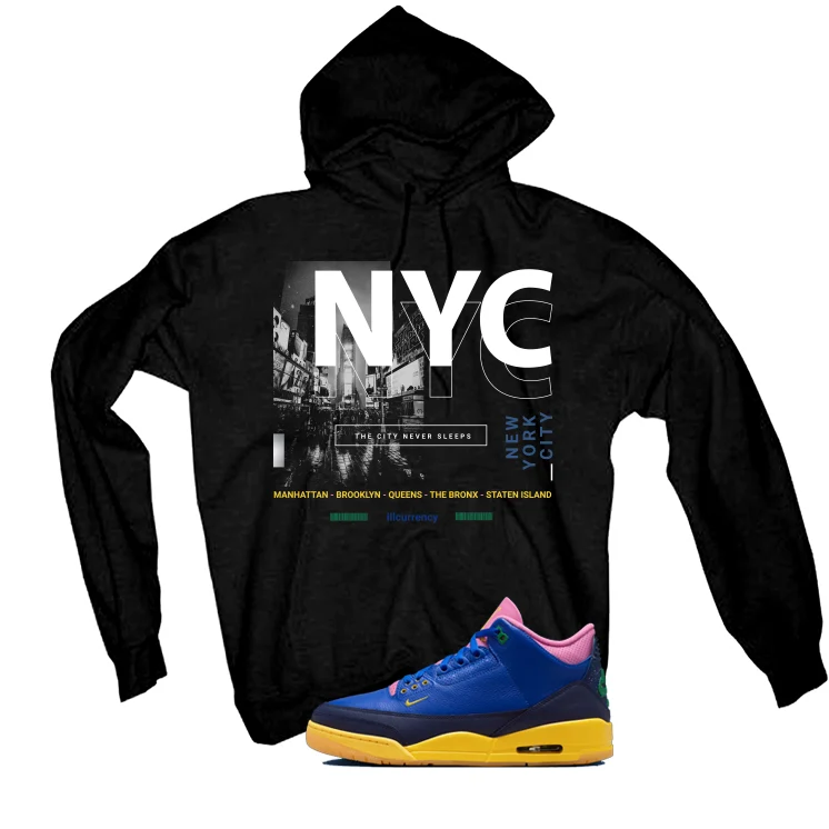 Air Jordan 3 Brazil Matching t-shirt, sweatshirts & hoodies Black T-Shirt (City Never Sleeps)| illcurrency - Image 3