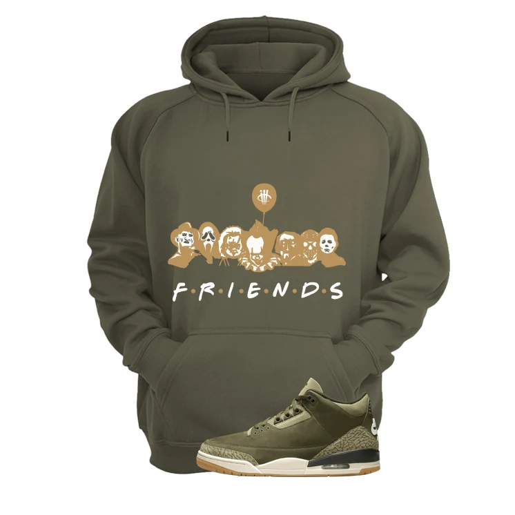 Air Jordan 3 Family Affair Matching T-Shirt, Sweatshirts & Hoodies Military Green T-Shirt (Friends)| illcurrency - Image 3