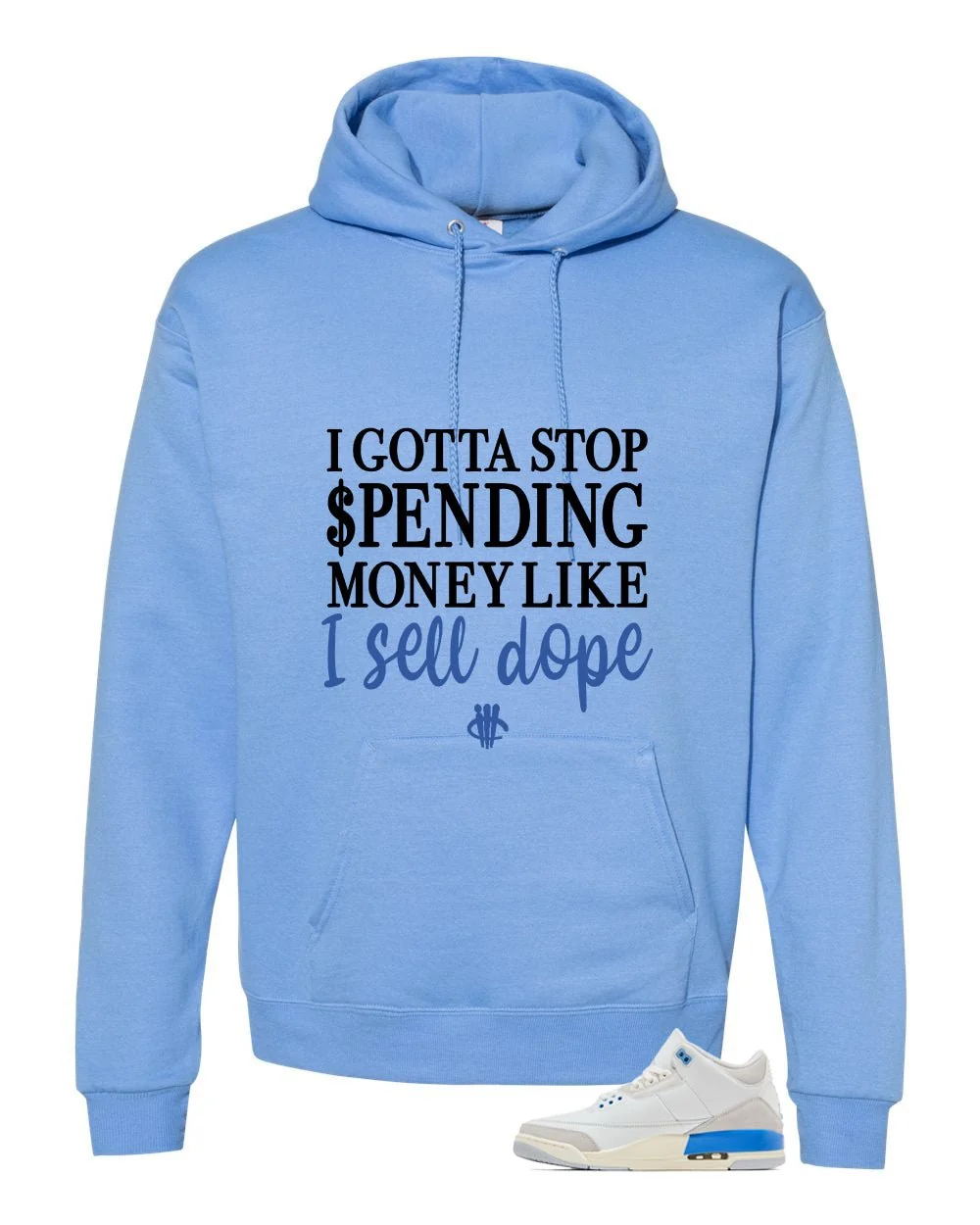 Air Jordan 3 Lucky Shorts Carolina Blue T-Shirt (Gotta Stop Spending Money)| illcurrency - Image 3