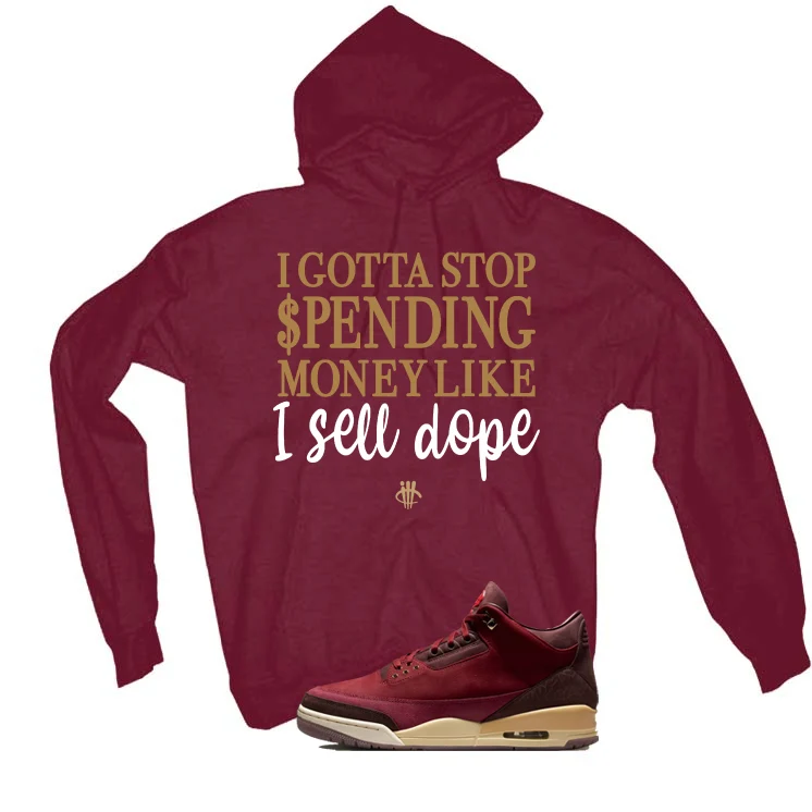 Air Jordan 3 OG Bin 23 Matching T-Shirt Maroon T-Shirt (Gotta Stop Spending Money)| illcurrency - Image 3