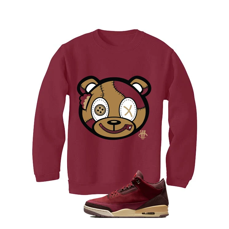 Air Jordan 3 OG Bin 23 Matching T-Shirt Maroon T-Shirt (Stitched Up Teddy)| illcurrency - Image 3