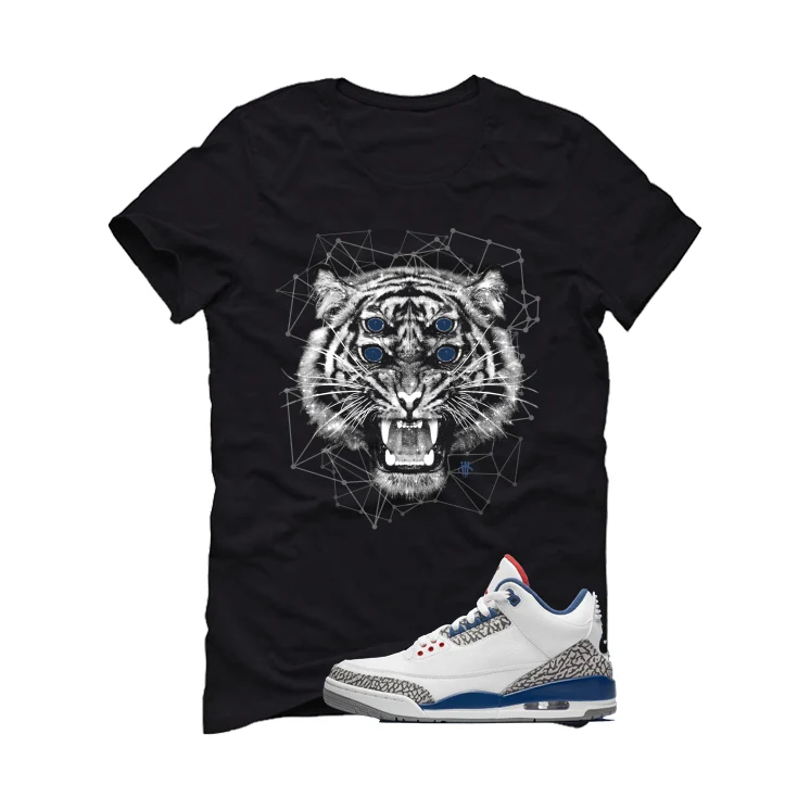 Air Jordan 3 True Blue Matching T-Shirt Black T-Shirt (Four Eyes)| illcurrency - Image 2