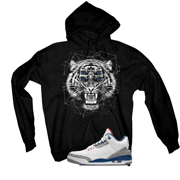 Air Jordan 3 True Blue Matching T-Shirt Black T-Shirt (Four Eyes)| illcurrency - Image 3