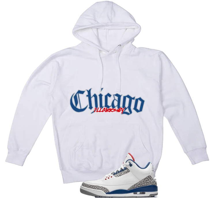 Air Jordan 3 True Blue Matching T-Shirt White T-Shirt (Chicago)| illcurrency - Image 3