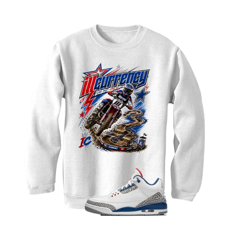 Air Jordan 3 True Blue Matching T-Shirt White T-Shirt (illcurrency motocross)| illcurrency - Image 4