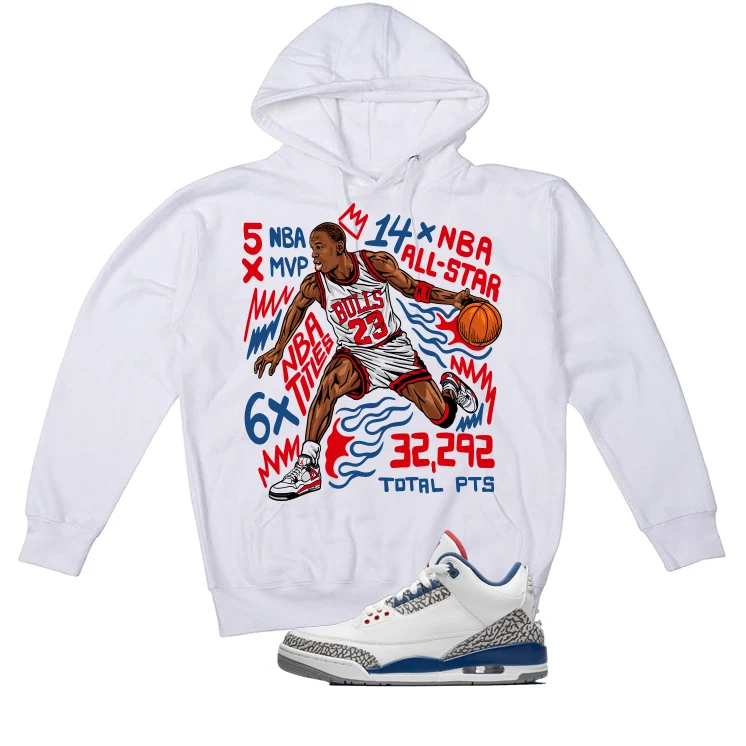 Air Jordan 3 True Blue Matching T-Shirt White T-Shirt (MJ MVP)| illcurrency - Image 3