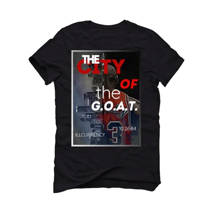 Air Jordan 3 “White Cement Reimagined” | illcurrency Black T-Shirt (THE CITY OF THE GOAT) - Image 2