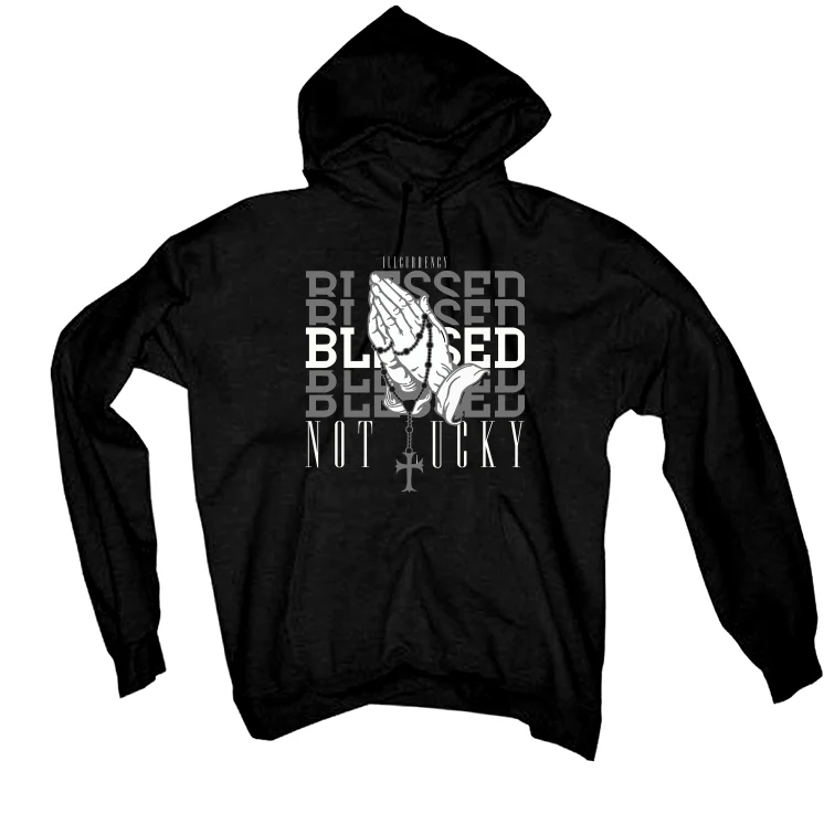Air Jordan 3 WMNS Oreo aka Off Noir | illcurrency Black T-Shirt (Blessed not lucky) - Image 3