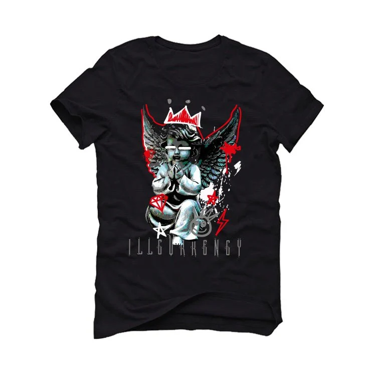 AIR JORDAN 4 “BRED REIMAGINED” 2024 | ILLCURRENCY Black T-Shirt (Graffiti Angel) - Image 2