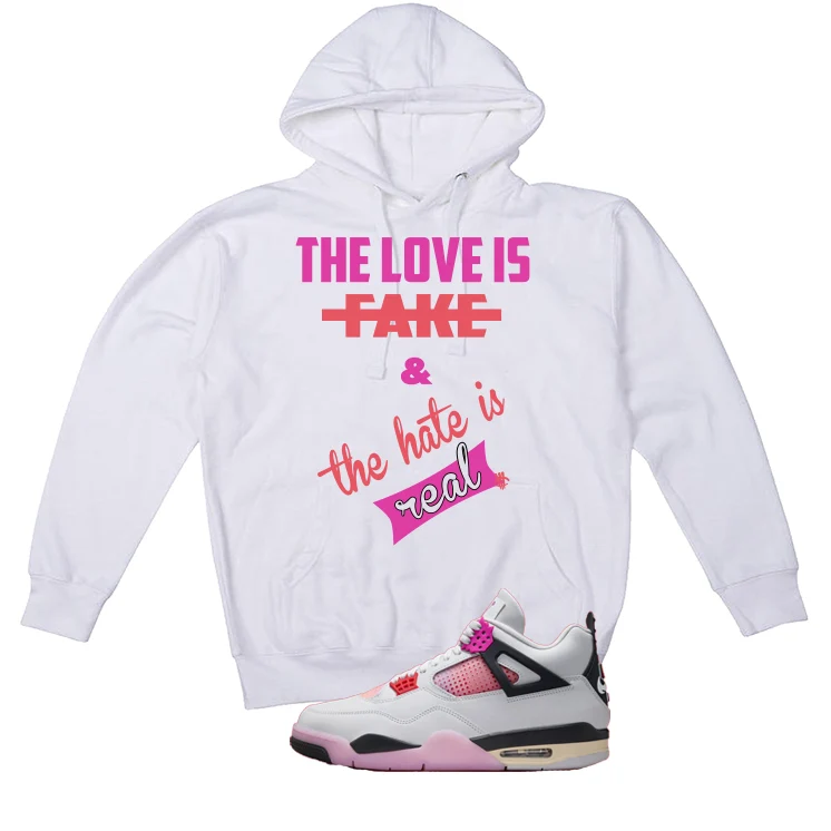 Air Jordan 4 Comic Matching T-Shirt White T-Shirt (Love Is Fake)| illcurrency - Image 3