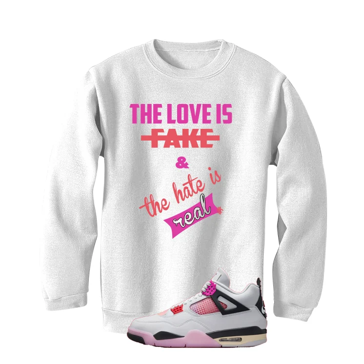 Air Jordan 4 Comic Matching T-Shirt White T-Shirt (Love Is Fake)| illcurrency - Image 4