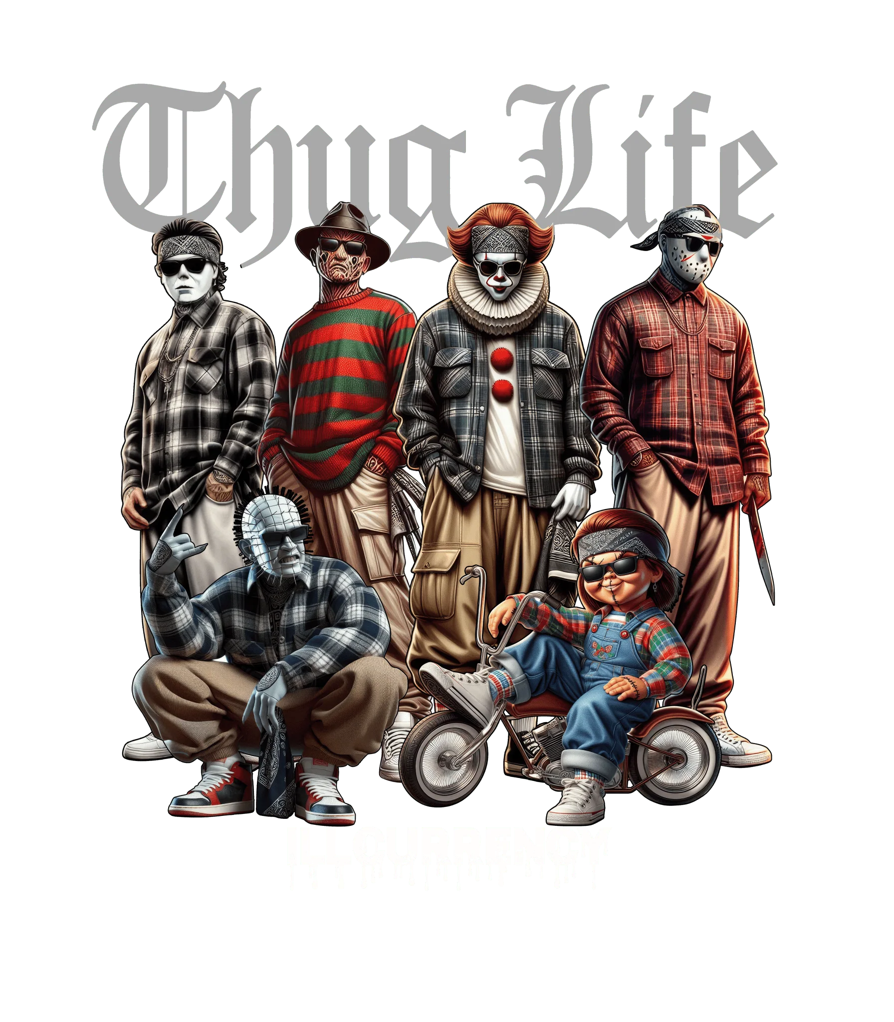 Air Jordan 4 Fear Pack Black T-Shirt (Thug Life Halloween)| illcurrency