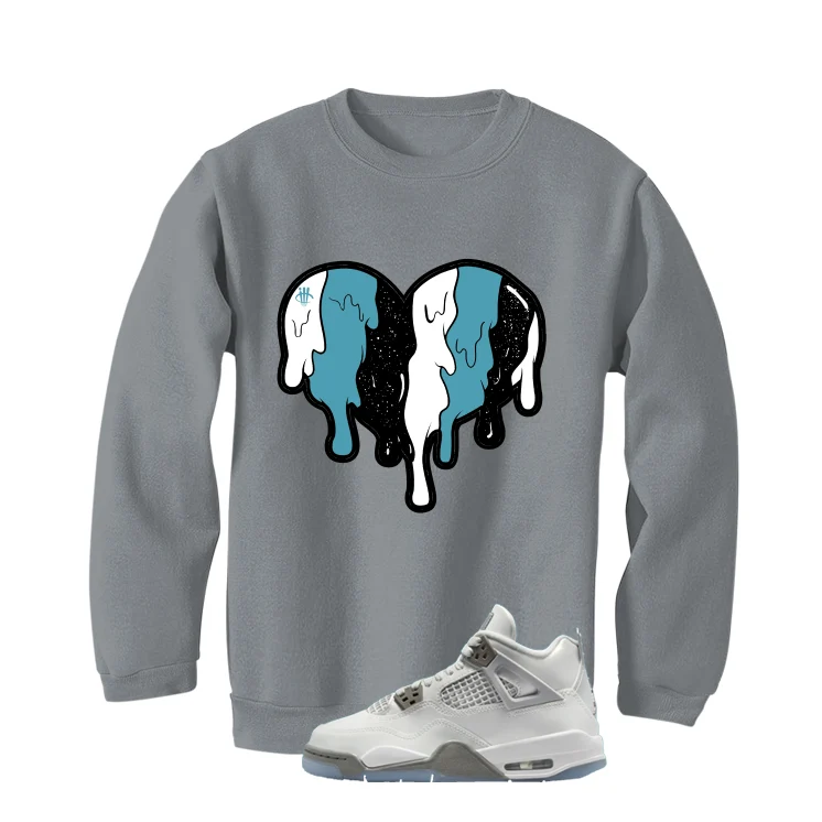 Air Jordan 4 GS Blue Chill Matching T-Shirt, Sweatshirts & Hoodies Grey T-Shirt (Heart)| illcurrency - Image 4