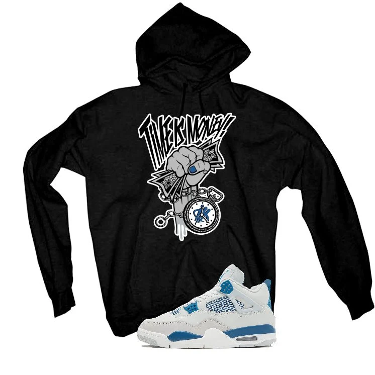 Air Jordan 4 “Military Blue” | illcurrency Black T-Shirt (Time Is Money) - Image 3