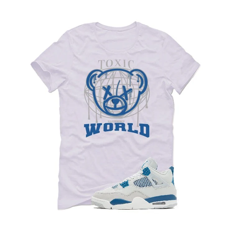 Air Jordan 4 “Military Blue” | illcurrency White T-Shirt (Toxic World) - Image 2