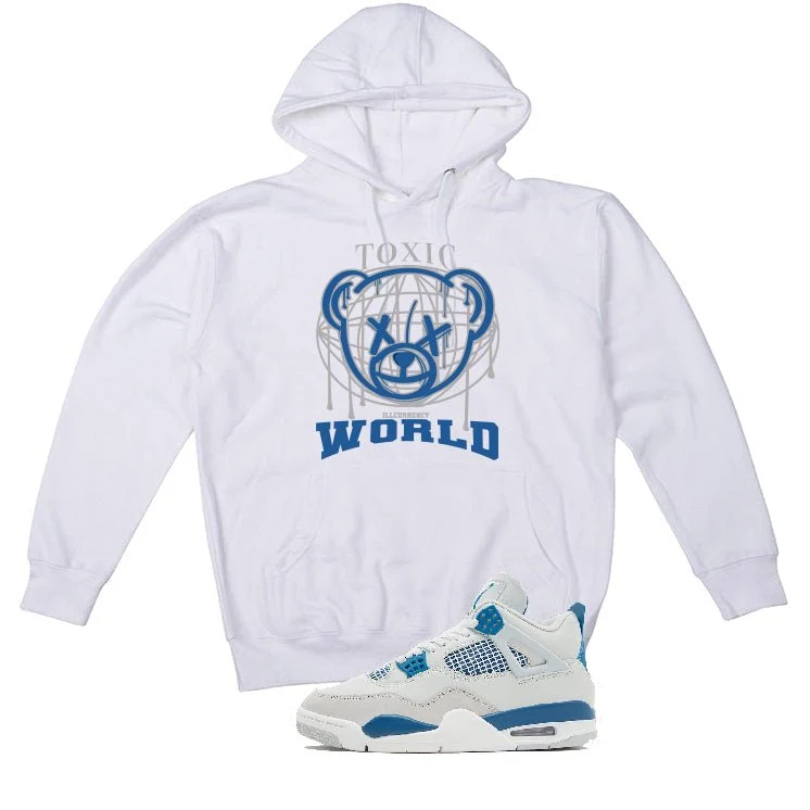 Air Jordan 4 “Military Blue” | illcurrency White T-Shirt (Toxic World) - Image 3
