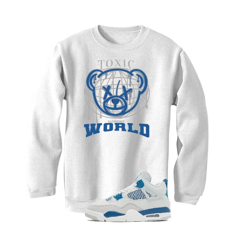 Air Jordan 4 “Military Blue” | illcurrency White T-Shirt (Toxic World) - Image 4