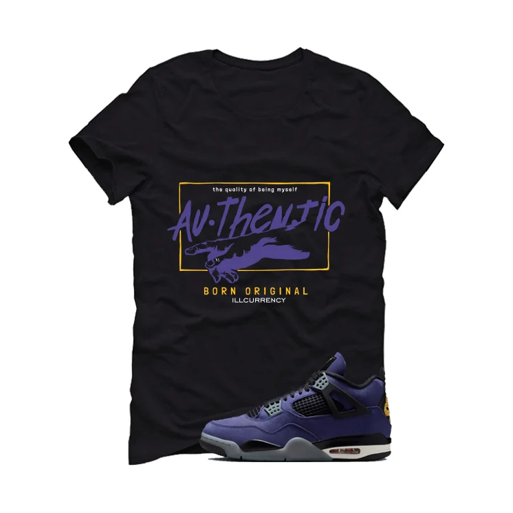 Air Jordan 4 OG Lakers Matching T-Shirt, Sweatshirts & Hoodies Black T-Shirt (Authentic)| illcurrency - Image 2