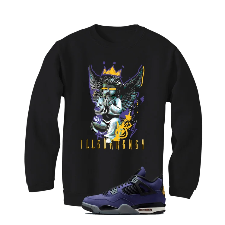 Air Jordan 4 OG Lakers Matching T-Shirt, Sweatshirts & Hoodies Black T-Shirt (Graffiti Angel)| illcurrency - Image 4