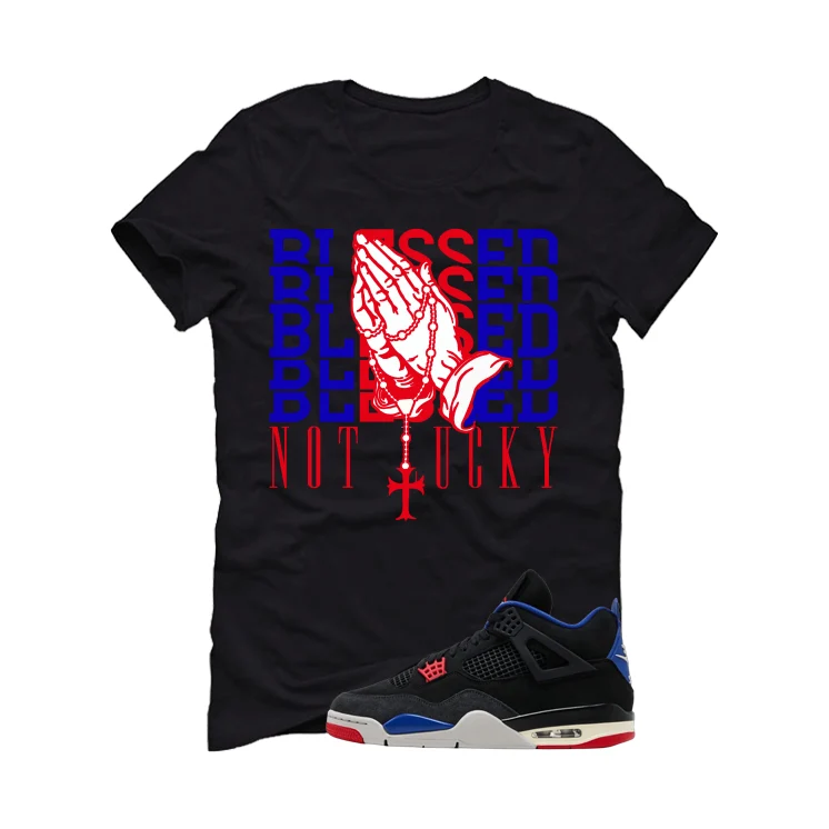 Air Jordan 4 Rare Air Black T-Shirt (Blessed not lucky)| illcurrency - Image 2