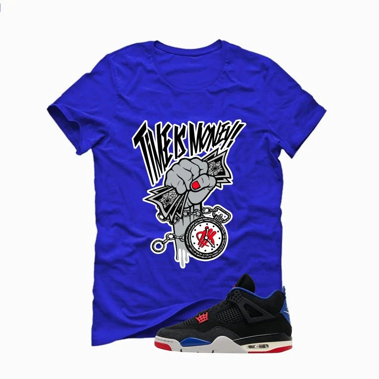 Air Jordan 4 Rare Air Royal Blue T-Shirt (Time Is Money)| illcurrency - Image 2